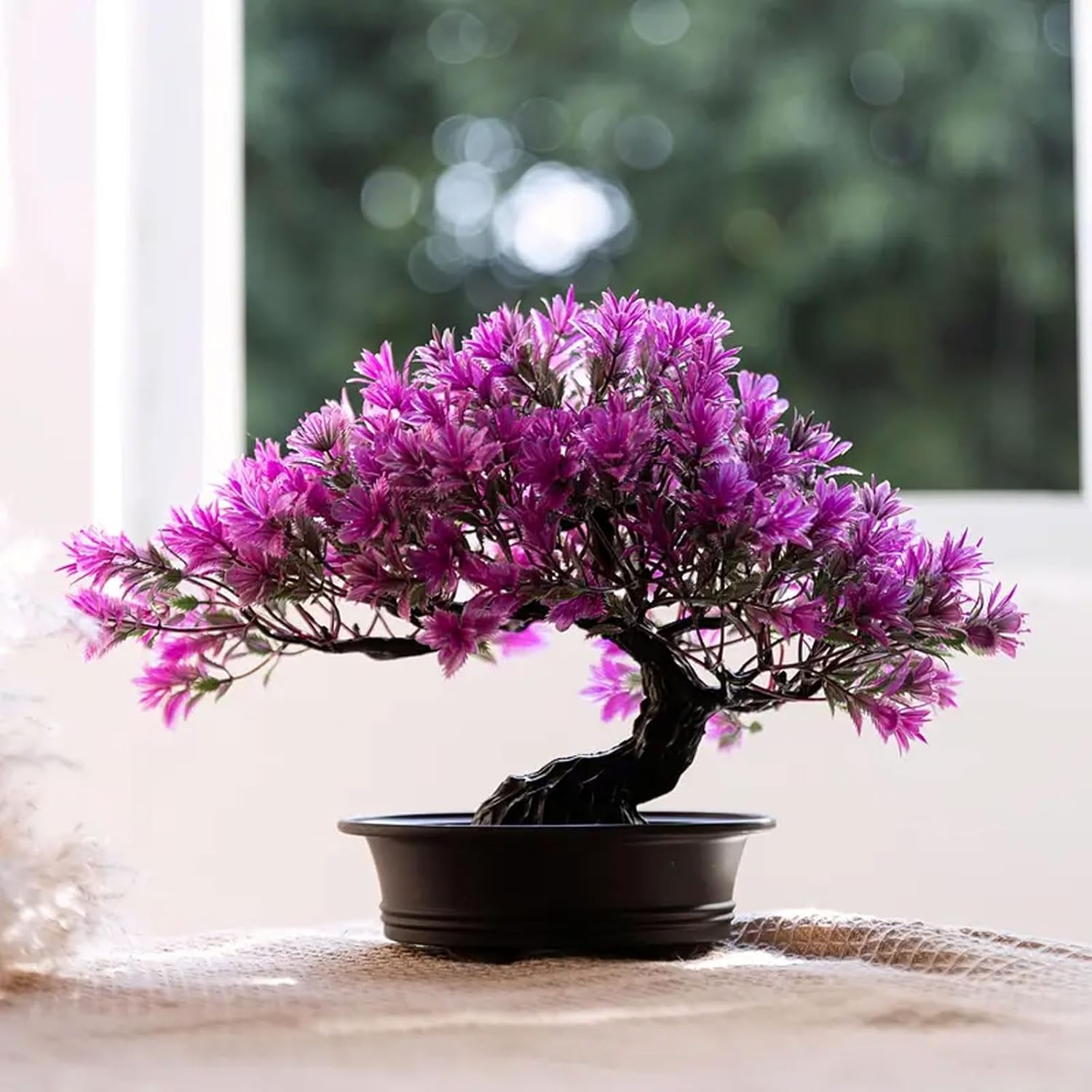 Artificial Plants Greenery Bonsai, Room Decor Fake Bonsai Tree for Home Decor Indoor Bookshelf Office Desk Bathroom Farmhouse Decor (Magenta)