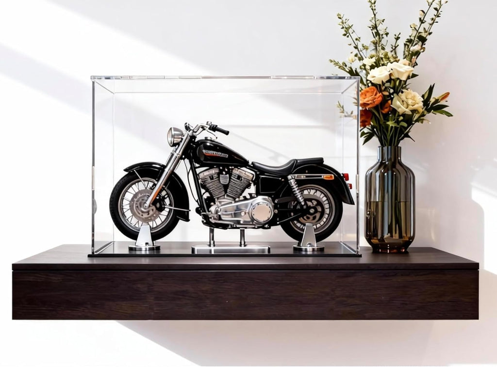 Acrylic Box with Matt Black Base, Simple Self-Assembly Clear Acrylic Display Case, 14.5x11x11 inch Showcase with Lid for Collectibles & DIY Dollhouse