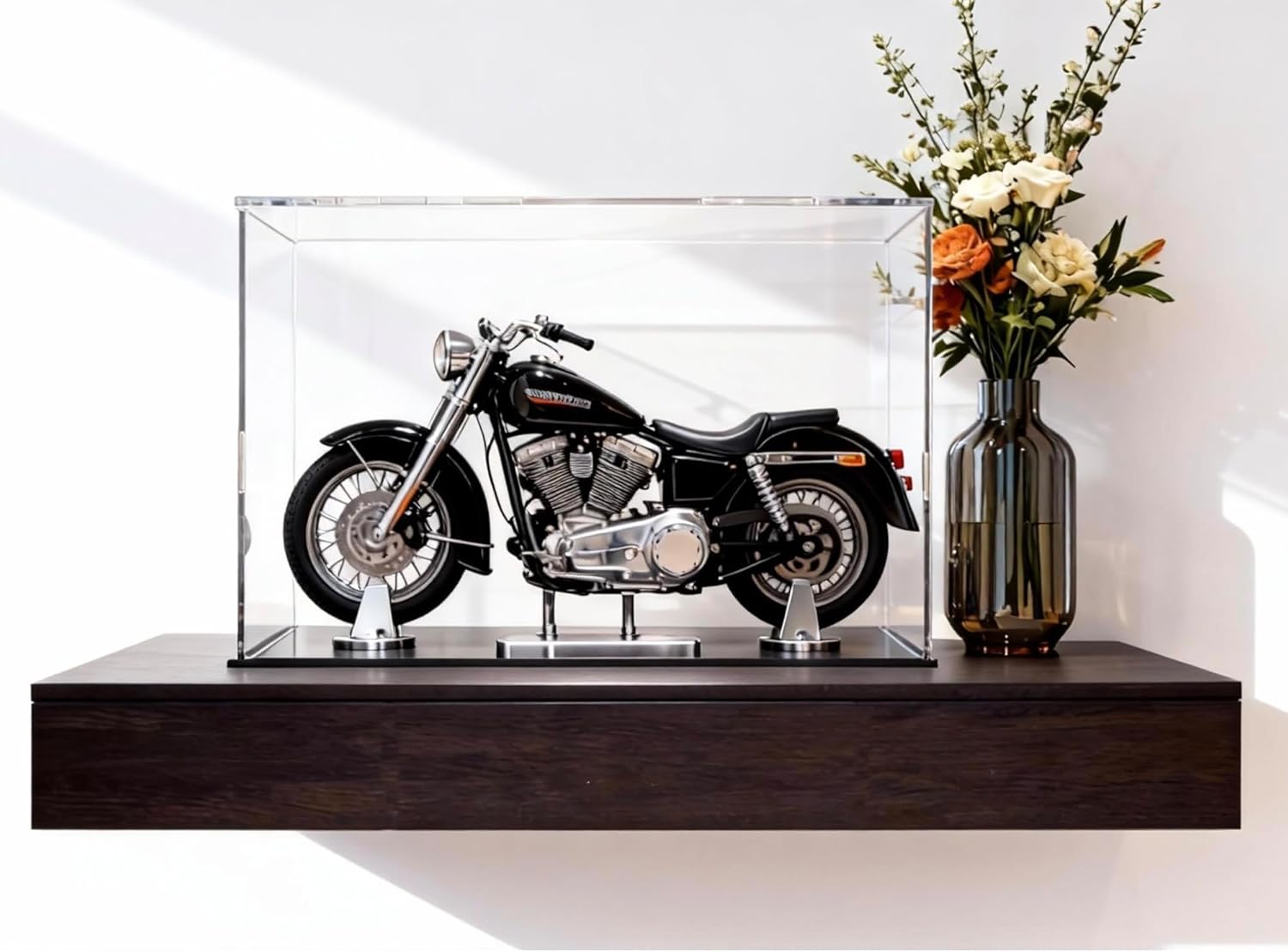 Acrylic Box with Matt Black Base, Simple Self-Assembly Clear Acrylic Display Case, 14.5x11x11 inch Showcase with Lid for Collectibles & DIY Dollhouse
