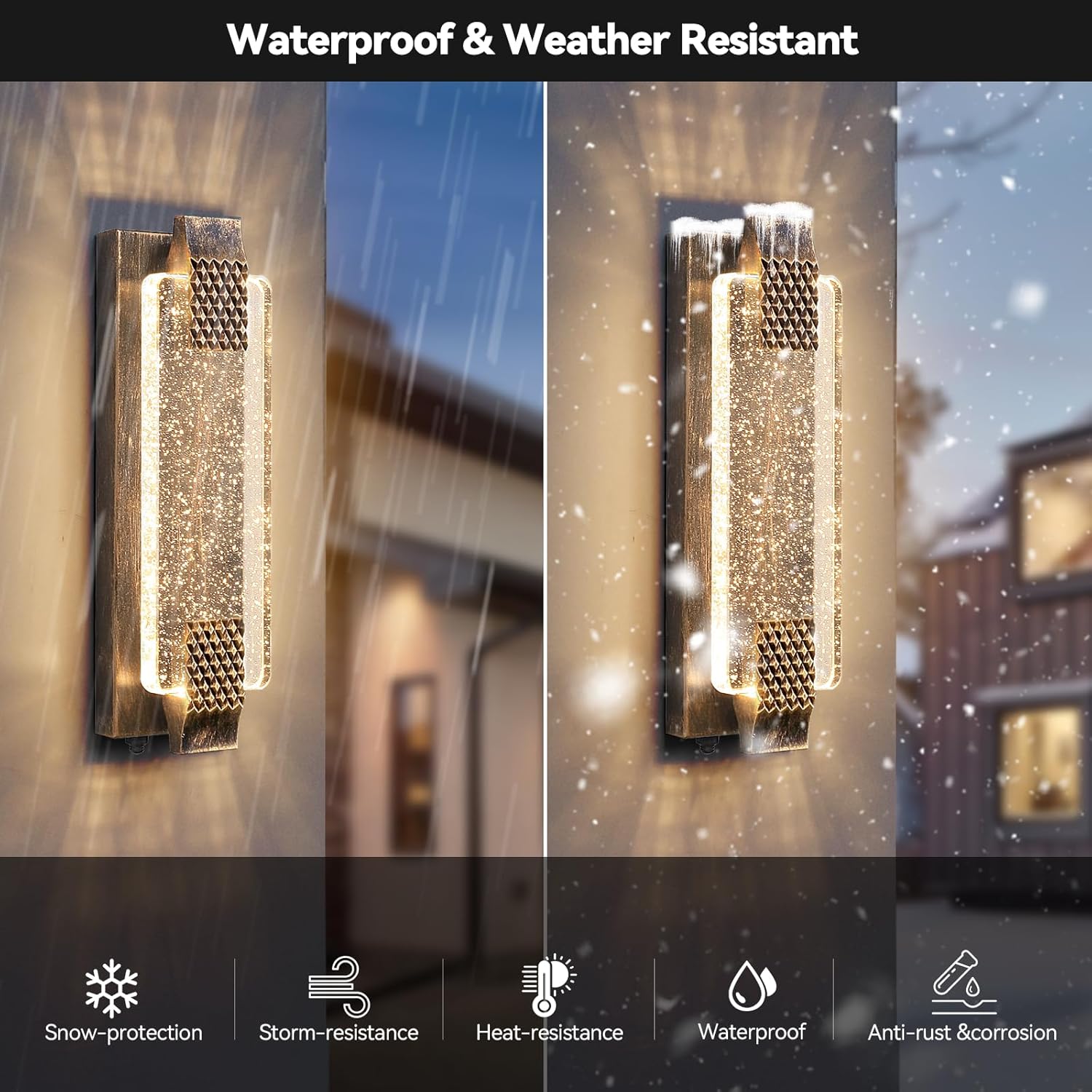 camuucci Dusk to Dawn Outdoor Light,15.7 Inches LED Porch Lights Outdoor Waterproof Modern Outside Sconce Wall Mount for Doorway Hallway Porch Patio Yard Doorway Bronze
