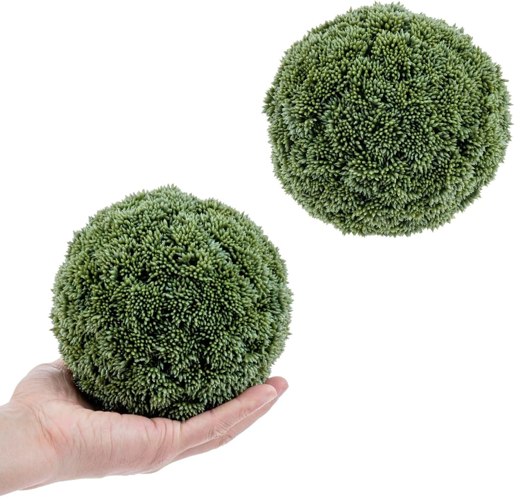MyGift 6 Inch Faux Topiary Ball, Lifelike Decorative Artificial Boxwood Ball Set of 2