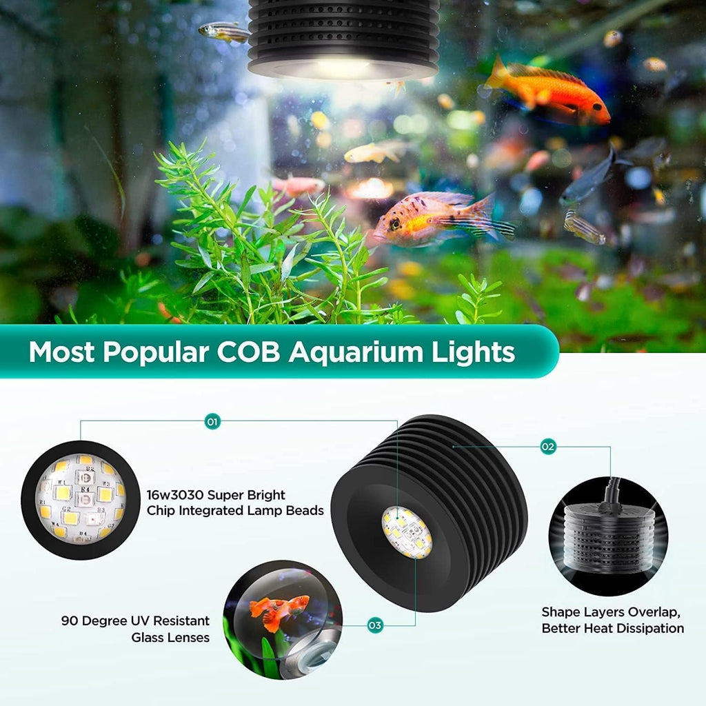 16W Full Spectrum Aquarium Light, 4 Channels Remote Control，Adjustable Gooseneck Freshwater Super Bright Fish Tank Light for Planted Nano Freshwater Aquarium Tank