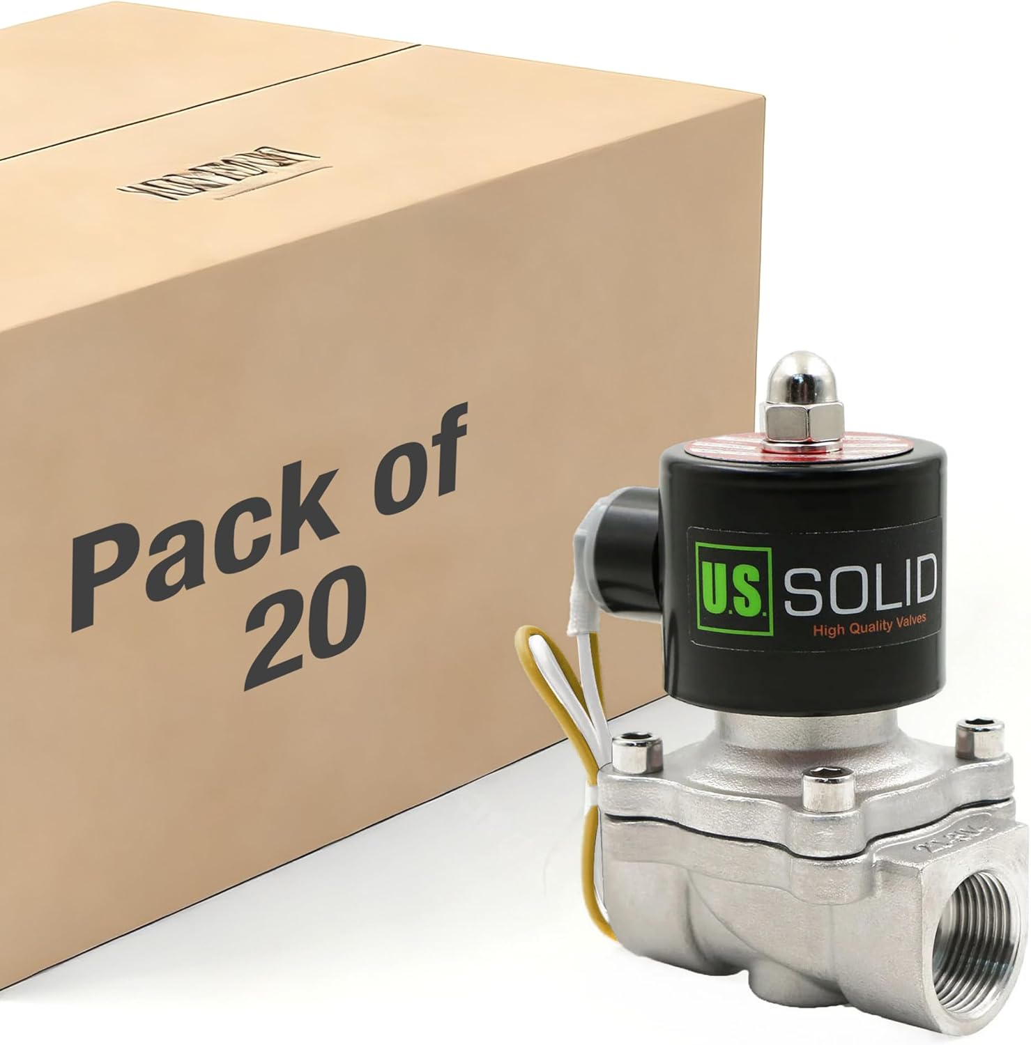 U.S. Solid Stainless Steel Electric Solenoid Valve 110VAC Normally Closed Air Water (3/4)(20-pack)