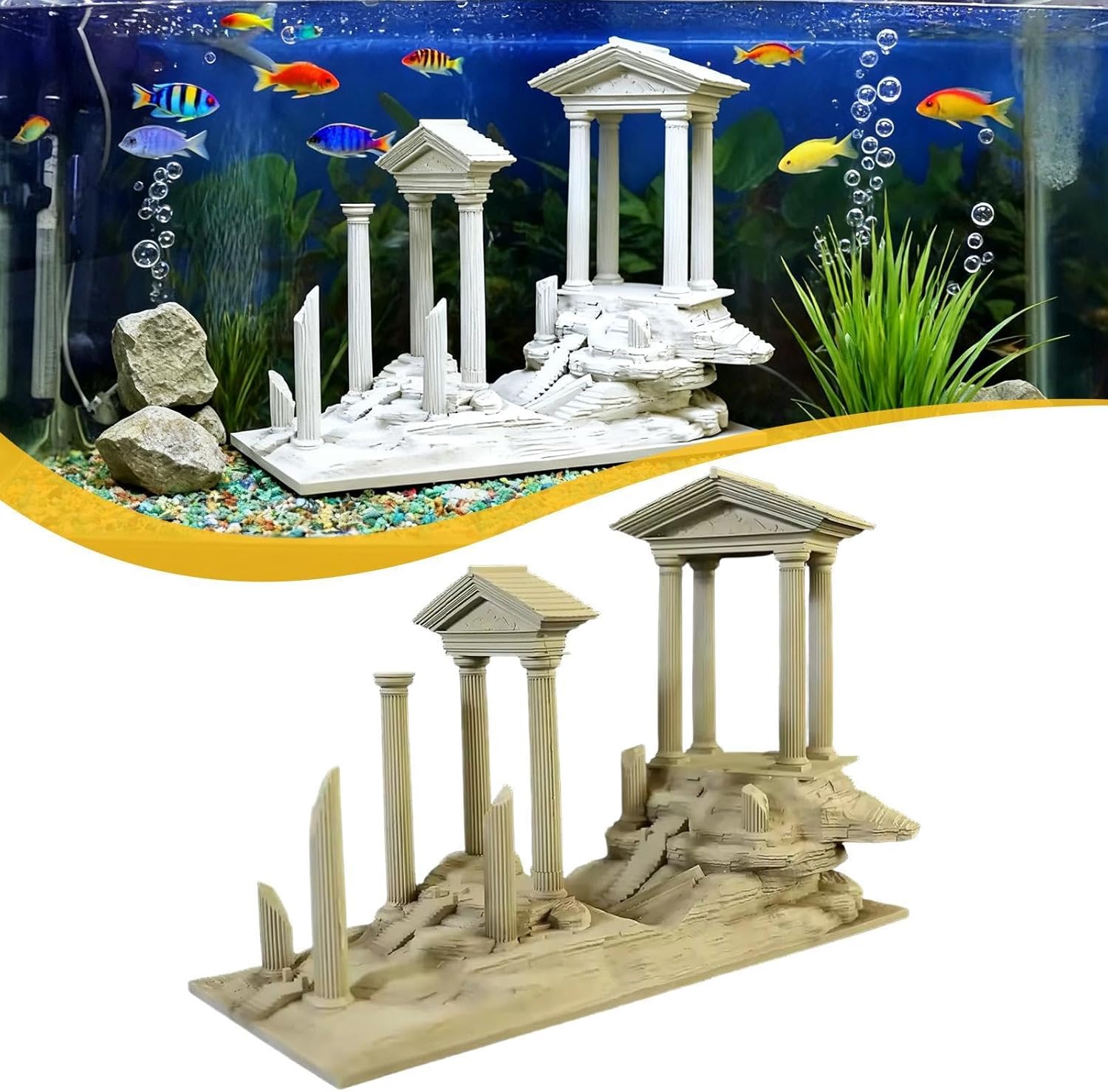Roman Column Decoration Aquarium Ornament Resin Artificial Landscape Decor Fish Tank Decor Roman Pillars Miniature Sculpture