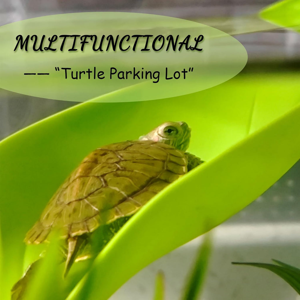 Turtle Basking Platform, 3PCS Tree Frog Tank Accessories, Leaf Shape Bearded Dragon Basking Platform with Suction Cups, Leopard Gecko Tank Accessories, Turtle Tank Decor (Green)