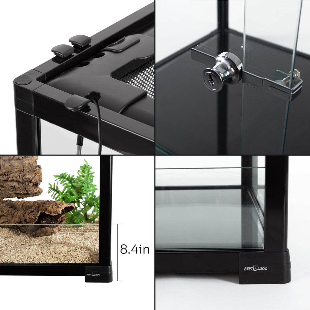 REPTIZOO 120 Gallon Tall Reptile Terrarium 24" x 24" x 48" Large Tempered Glass Reptile Tank, Front Opening Chameleon Cage with Top Screen Ventilation(Knock-Down)