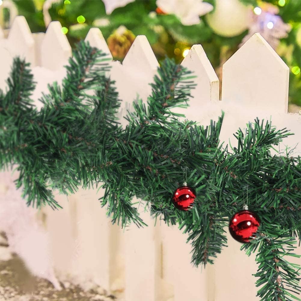 Outroad 9 ft Christmas Garland - Soft Greenery Twist Wreath Artificial Ivy Non-Lit Green Garland, for Holiday Season Outdoor Indoor Party Decorations,15 Pack