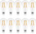 LED Edison Bulbs Dimmable, E26 Bulb 60 watt Equivalent, Soft White 2700K, ST58 Vintage Light Bulbs, 90+ CRI, 6W 600LM, E26 Medium Base, Clear Glass, 10 Pack