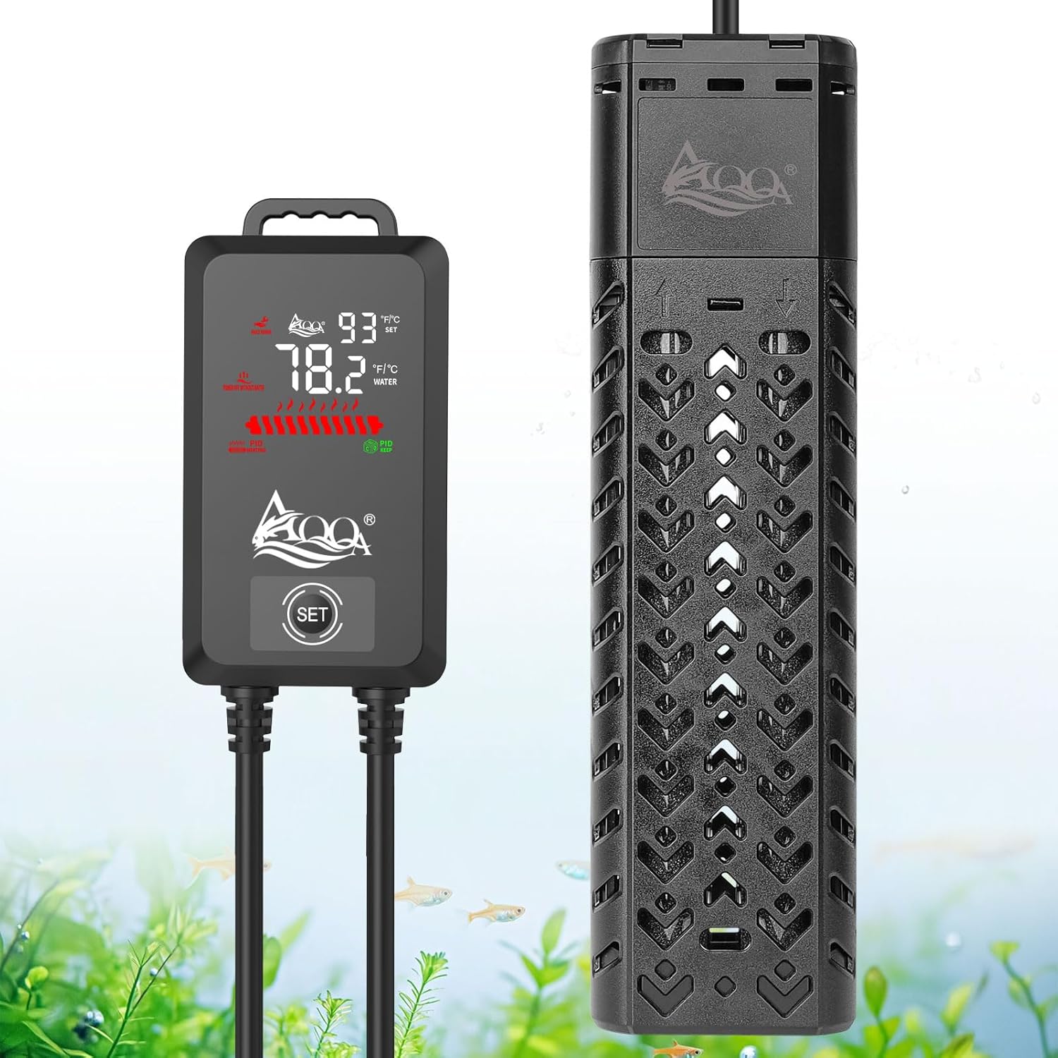 AQQA Fish Tank Heater 1200W for 170-290 Gallon Submersible Aquarium Heater Pond Heater Thermostat Heater with Intelligent Protection System for Freshwater and Saltwater (AQ136-1200W for 170-290Gal)