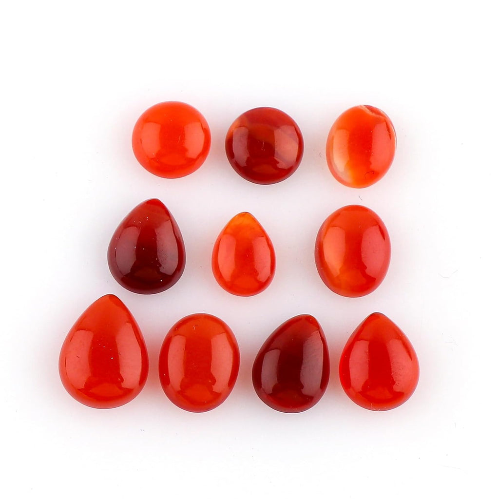 CRYSTALIS 10pcs Natural Mexican Fire Opal, Loose Gemstone, Wholesale Bulk Cabochons, Jewelry Making Supply, Chakra Healing Polished Stones, Wire Wrapping, DIY, Gem Collection, AA+ Grade