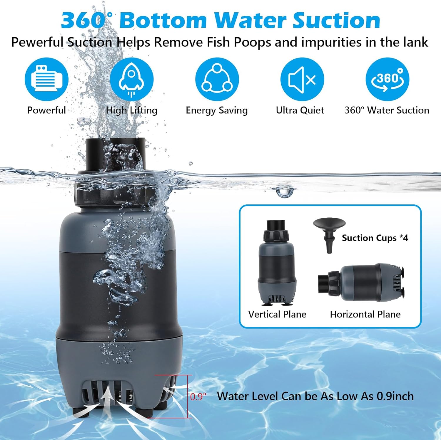 hygger 24V DC Aquarium Water Pump, 660GPH 30W 9.8FT Submersible Pump With Controller, Water Fountain Pump with 3 Nozzles for Fish Tank, Pond, Aquarium, Statuary, Hydroponics