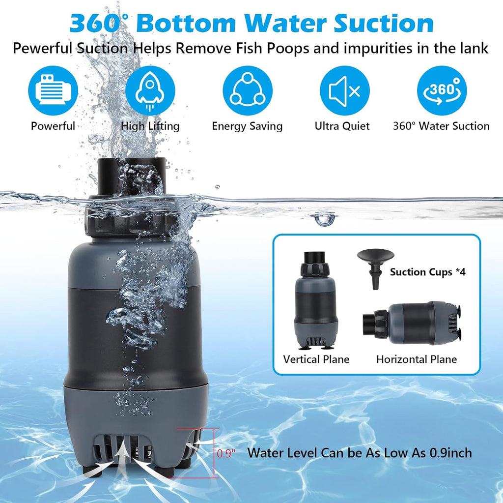 hygger 24V DC Aquarium Water Pump, 396GPH 20W 6.6FT Submersible Pump With Controller, Water Fountain Pump with 2 Nozzles for Fish Tank, Pond, Aquarium, Statuary, Hydroponics
