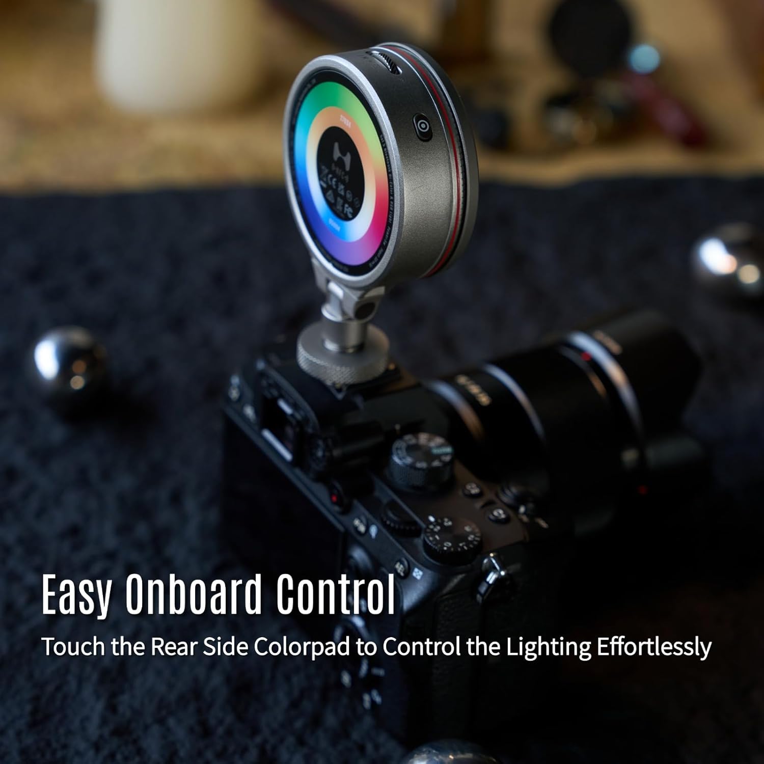 Harlowe Sol 5 Spectra On Camera Light Kit Portable Cold Shoe Mount RGBCW Camera Light 1700K-10000K CRI/TLCI 96+ 36000 Colors RGB Video Light with Touchpad and Magnetic Mount System