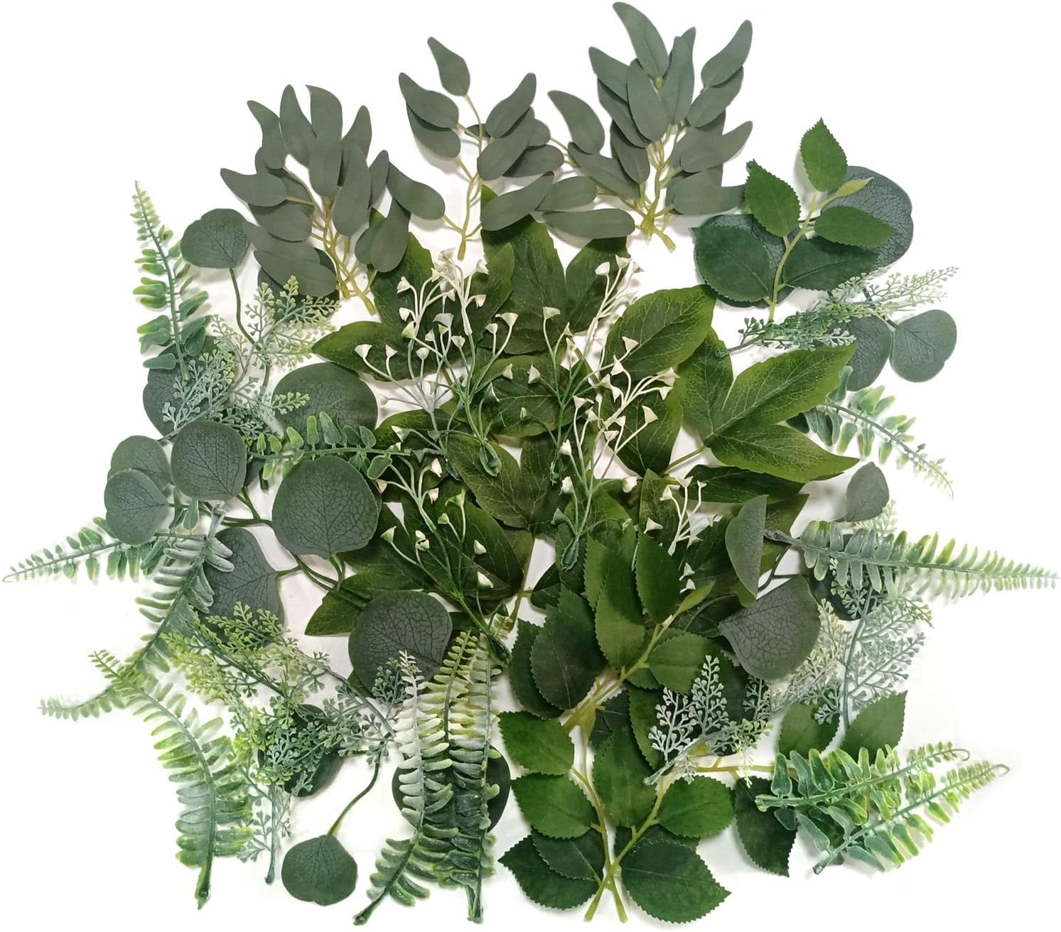 Greenery for Centerpieces, 48pcs with 8 Kinds of Fake Greenery Faux Greenery Stems, for Wedding Vase Bouquet Table Centerpieces and Spring Floral Arrangement Decor