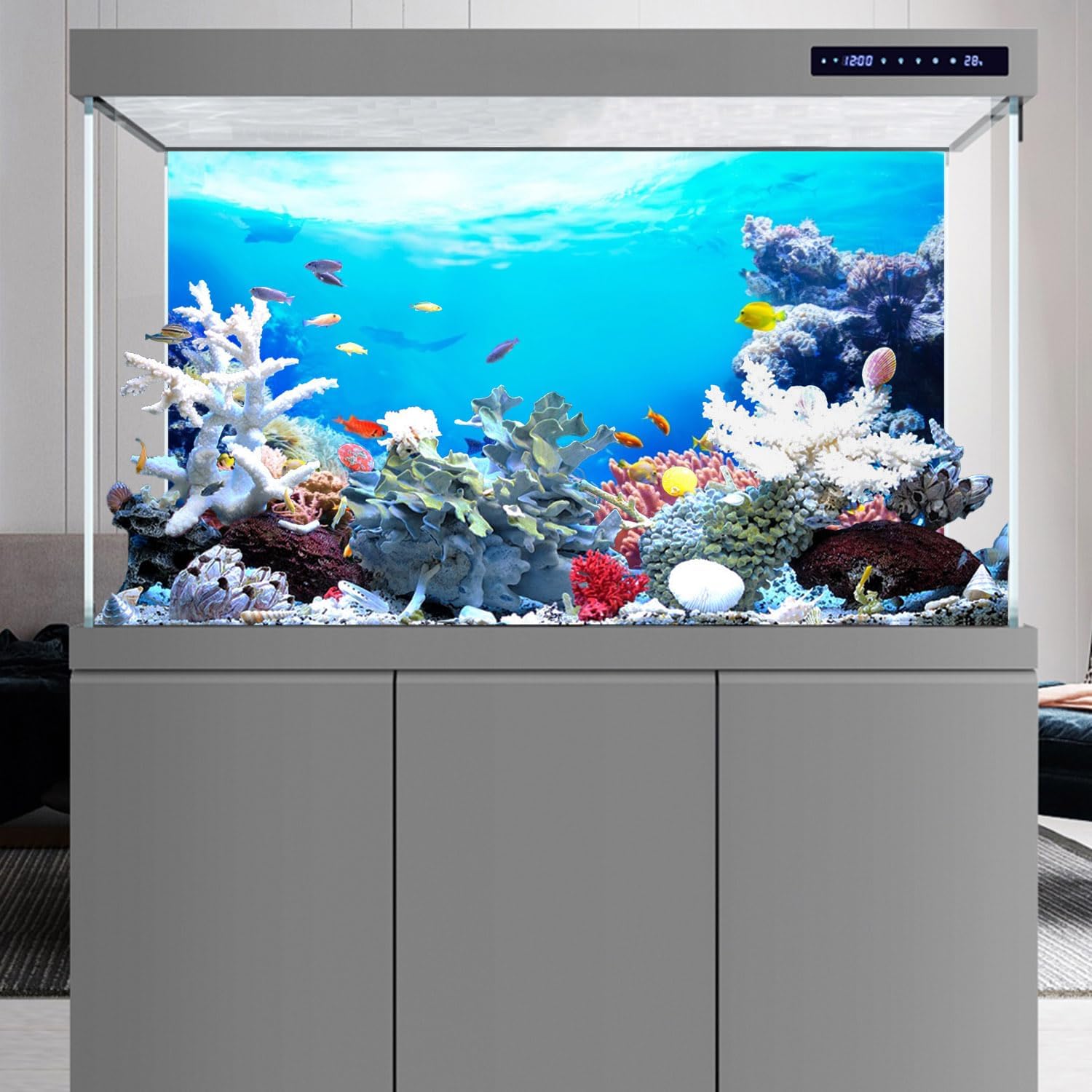 AWERT 36x18 inches Underwater Aquarium Background Colorful Coral Tropical Fish Undersea World Fish Tank Background Vinyl