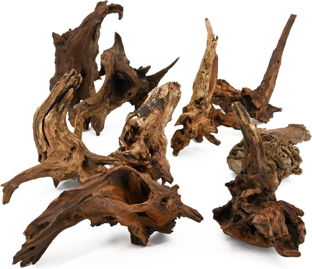 Natural Driftwood Spider Wood Branches Fish Tank and Reptile Terrarium Decor Assorted Sizes for Aquariums and Lizard Habitats (8-11 inch (Pack of 3), Mopani Driftwood)