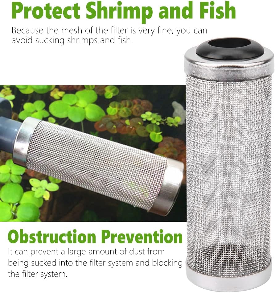 Joyzan Aquarium Intake Filter Mesh, Stainless Steel Inlet Shrimp Cover Guard Strainer Net Inflow Basket Screen Metal Prefilter Tube Accessory Breeding Protector Protecting Fish Tank Inhalation 12mm