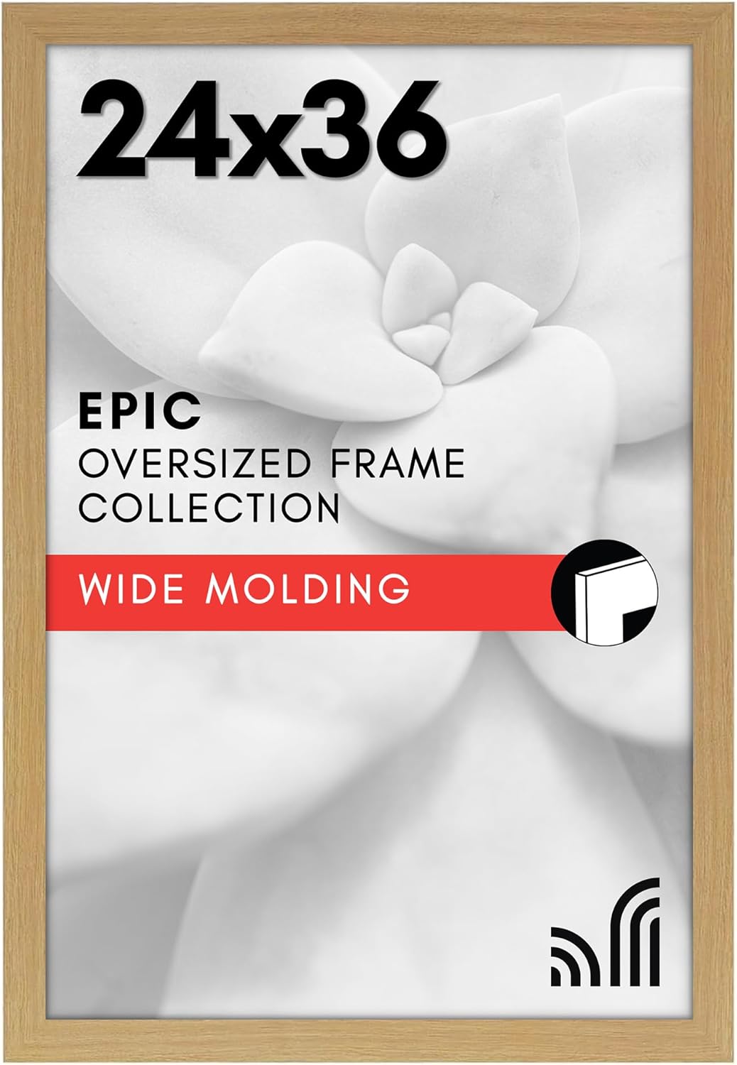 Americanflat 24x36 Poster Frame with Polished Plexiglass - Wide Picture Frames Made of Engineered Wood for Vertical or Horizontal Wall Display - Epic Collection - Pine