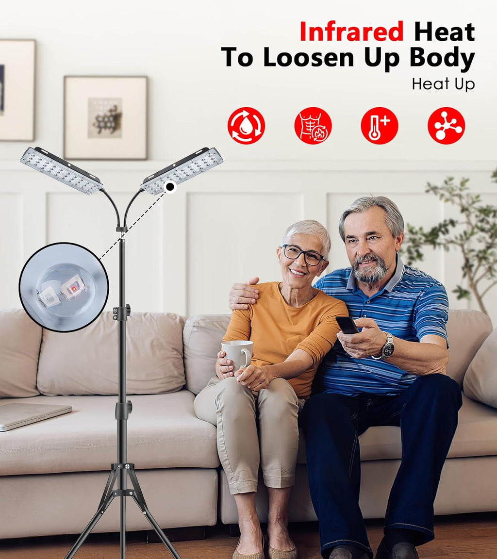 Red Light Therapy for Face Body, Astarexin Dual-Headed Infrared Light Therapy Lamp with Stand - 660nm Redlight and 850nm Near Infrared Light Therapy Device for Fully Body Pain Relief Skin Care