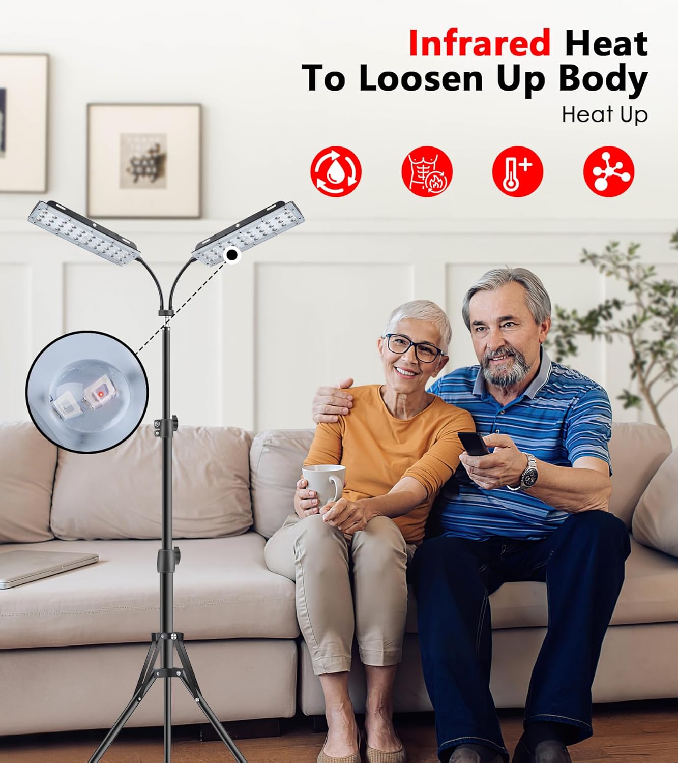 Red Light Therapy for Face Body, Astarexin Dual-Headed Infrared Light Therapy Lamp with Stand - 660nm Redlight and 850nm Near Infrared Light Therapy Device for Fully Body Pain Relief Skin Care
