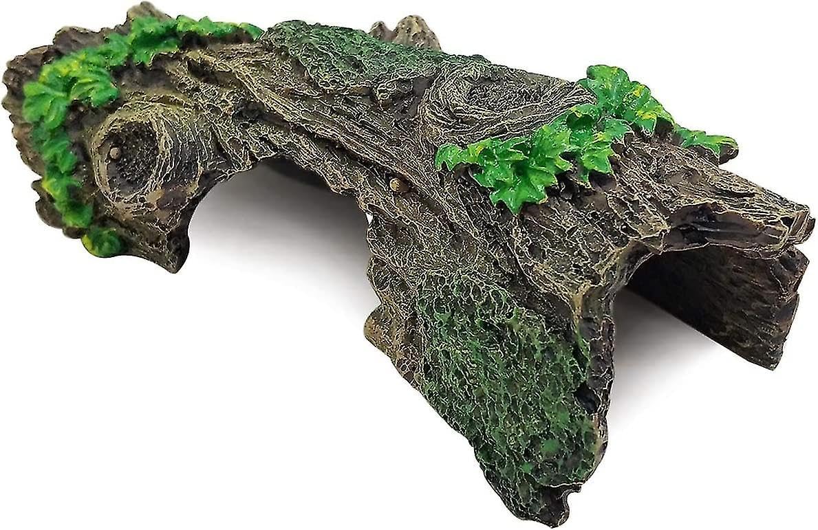 Resin Aquarium Wood Small Reptile Hide Aquarium cave Betta Log Aquarium Ornament pleco cave Snake Hideout (Tree bark)