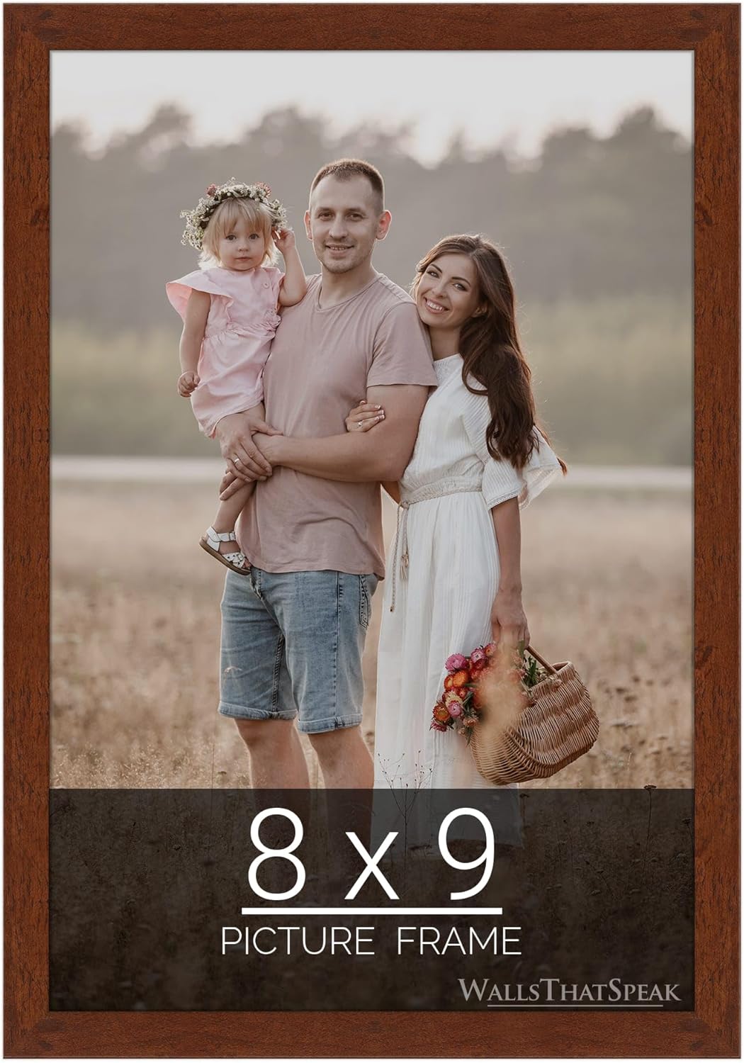 wallsthatspeak 8x9 Dark Walnut Rustic Pine Picture Frame for Puzzles Posters Photos or Artwork