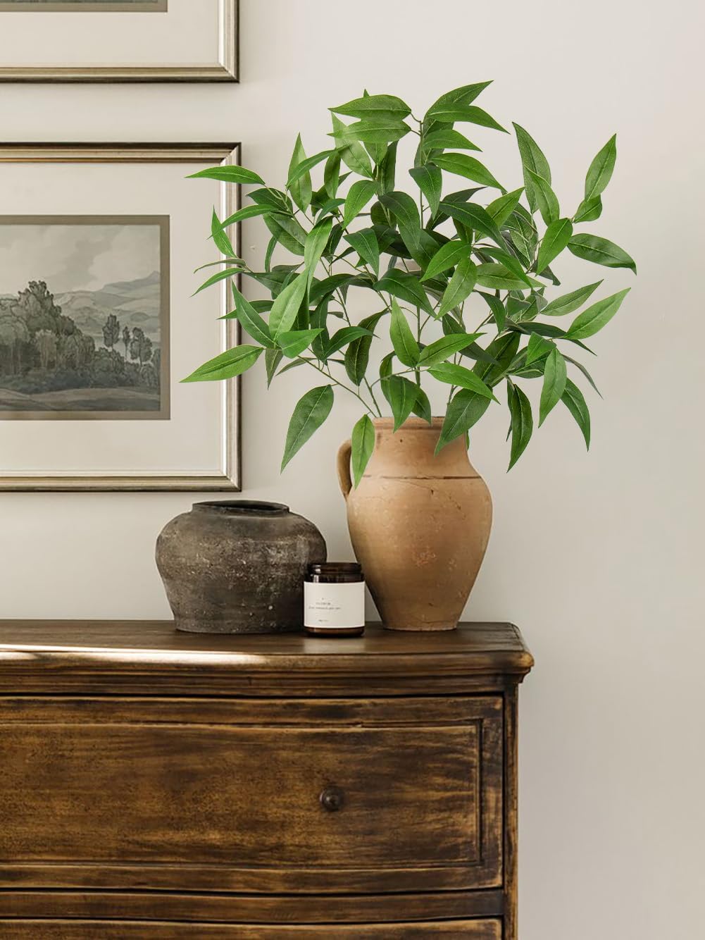 Briful Eucalyptus Stems 39.5 '' Tall, Artificial Branches for Vase Round Year Faux Greenery Stems Realistic Green Eucalyptus Leaf Plant Sprays for Home Decor Indoor Party Wedding, Set of 3