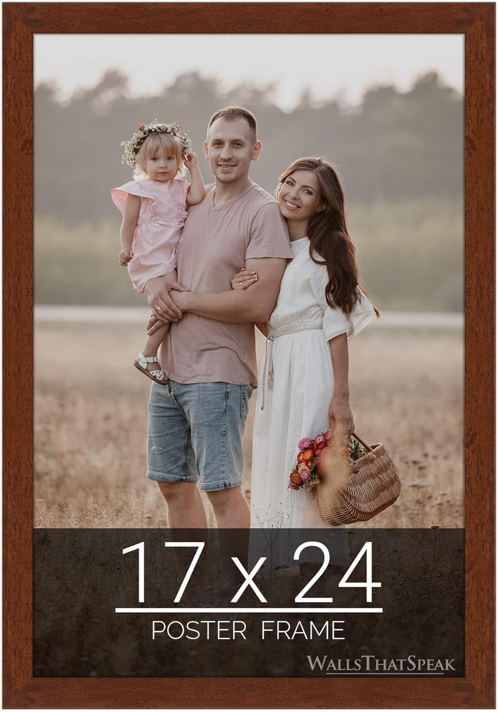 wallsthatspeak 17x24 Dark Walnut Rustic Pine Picture Frame for Puzzles Posters Photos or Artwork