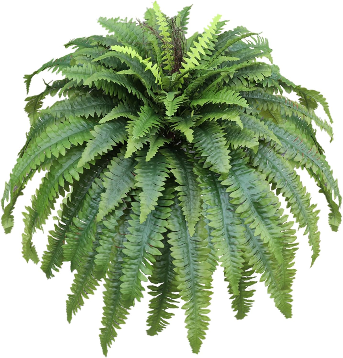 Large Artificial Ferns for Outdoor 48" Fake Boston Fern 60 Fronds Faux Ferns Plant Silk Greenery for Indoors Home Garden Porch Windowsill Decor (1 Stem)