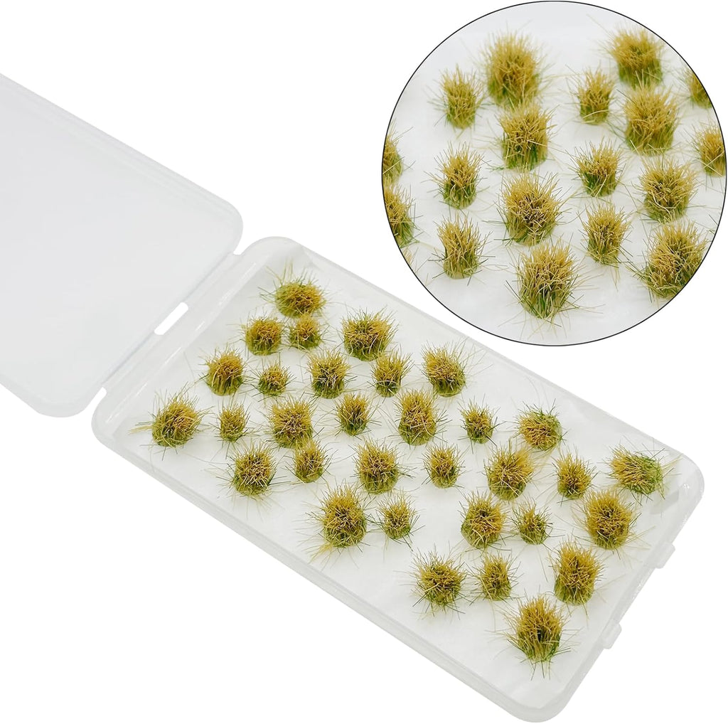 Cayway 64 PCS Static Grass Tuft Green Model Grass Tufts Railway Artificial Grass Miniature Grass Tuft Terrain Kit for DIY Model Railway Fairy Garden Diorama Scenery