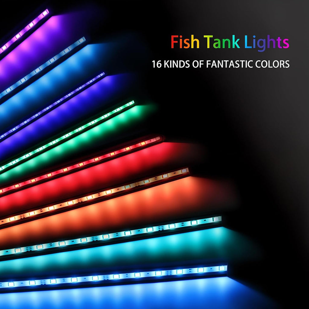 26.4 inch Submersible Aquarium Light, Fish Tank Light with Air Bubble Hole, RGB Color Changing Brightness Adjustable IP68 Waterproof Remote Control LED Light for Aquarium Fish Tank