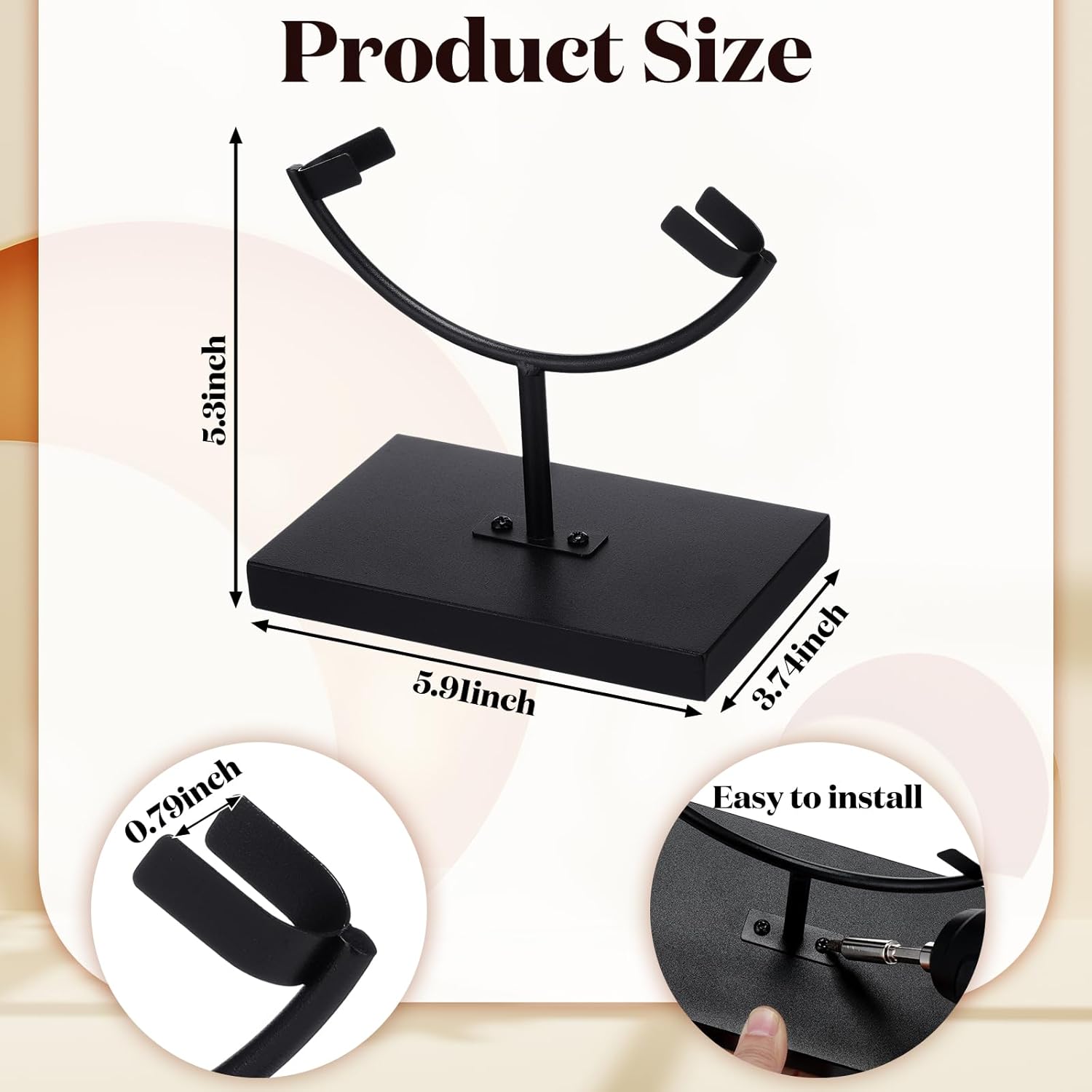 Marsui 2 Pcs Metal Rock Display Stand Crystal Holders Black One Arm Two Prong Display Easel Holder for Slab Slice Fossil Flat Minerals and Crystals