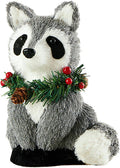 naturevibe 7.5 Inches Sisal Raccoon Figurine for Rustic Christmas Decorations, Woodland Animals with Holiday Accent as Christmas Table Decor or Farmhouse Decor