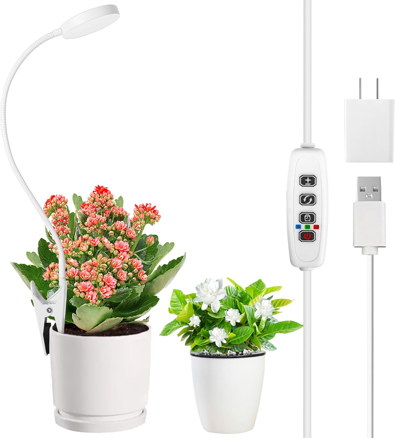 Grow Light for Indoor Plants Full Spectrum Plant Grow Lights 72 LED Plant Light Grow Lamp for Indoor Growing Pot Clip LED Plant Lamp (White, 1)