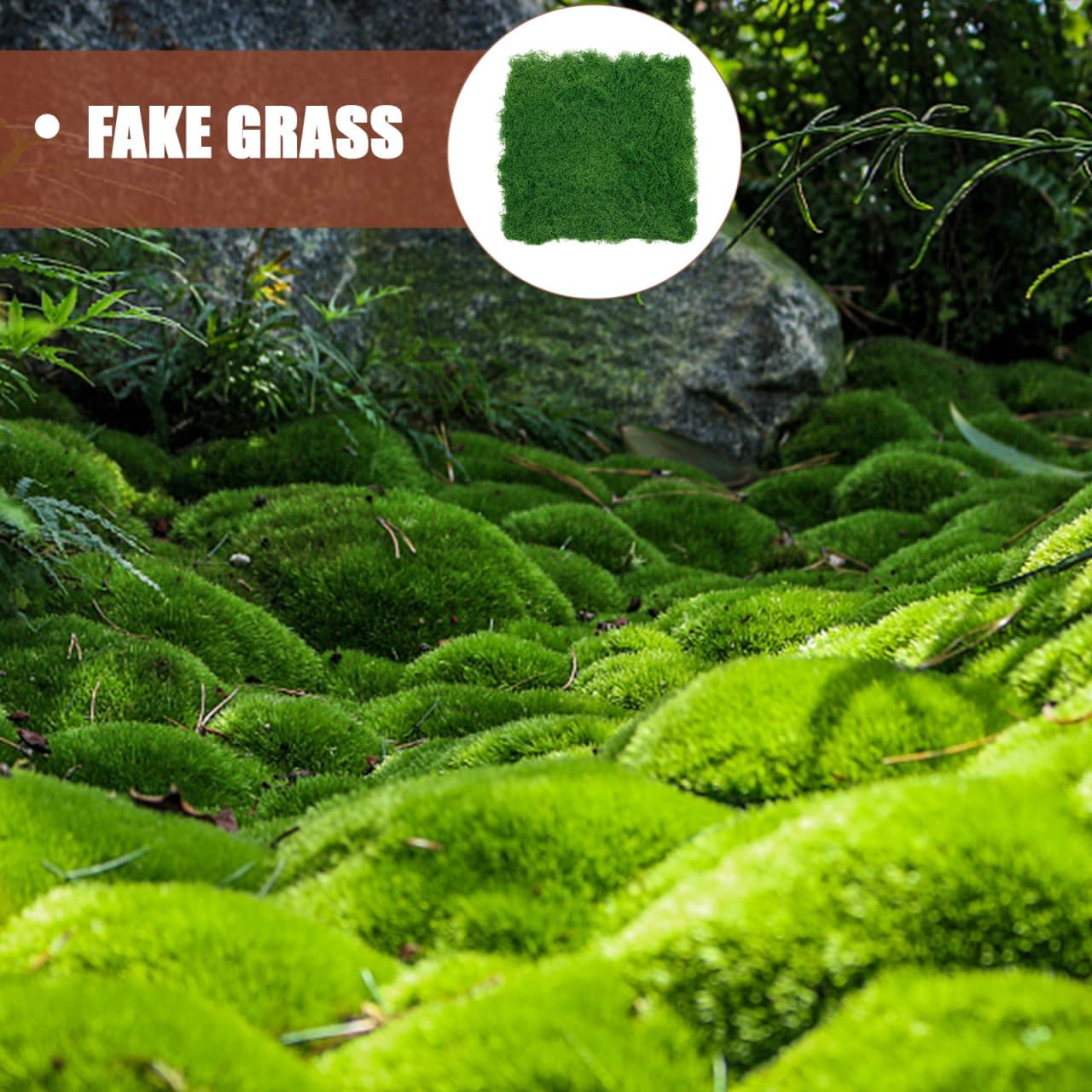 SEWACC Simulated Silk Moss Mat 20 Inch Faux Green Moss Turf for Outdoor Landscaping Window Display Terrariums and Miniature Garden Decoration