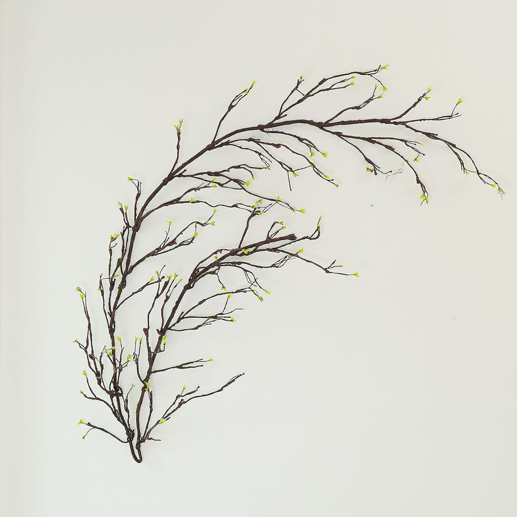300cm/118inch Long Realistic Artificial Fake Tree Branches Bendable Wood Greenery Twigs Willow Stems Grape Vine Garland Plants For Wall Porch Hanging Garden Outdoor Wedding Room Christmas Decoration