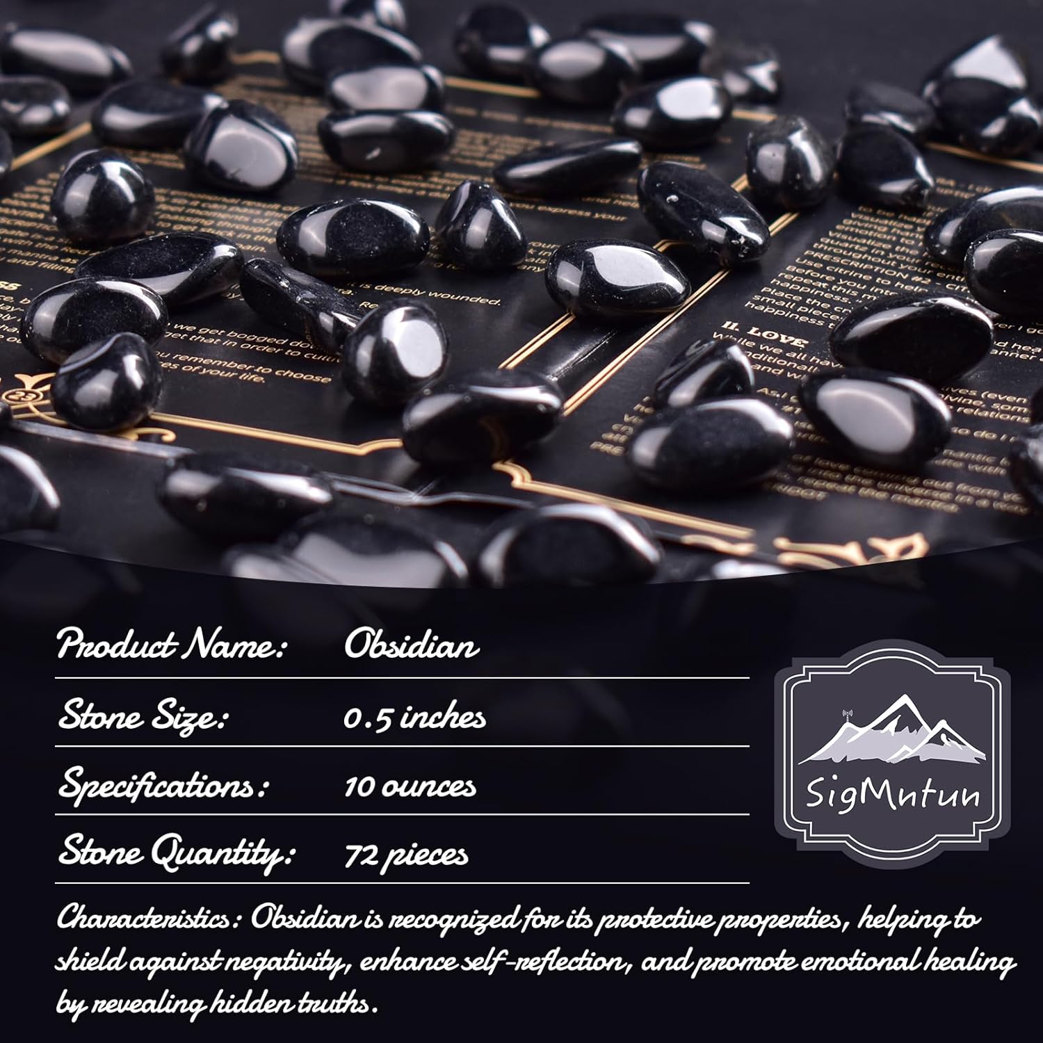 Polished Obsidian Crystals - 72 pcs, 0.5" Handpicked Tumbled Gemstones Rocks, Pebbles for Reiki, Chakra, Healing, Home Decor