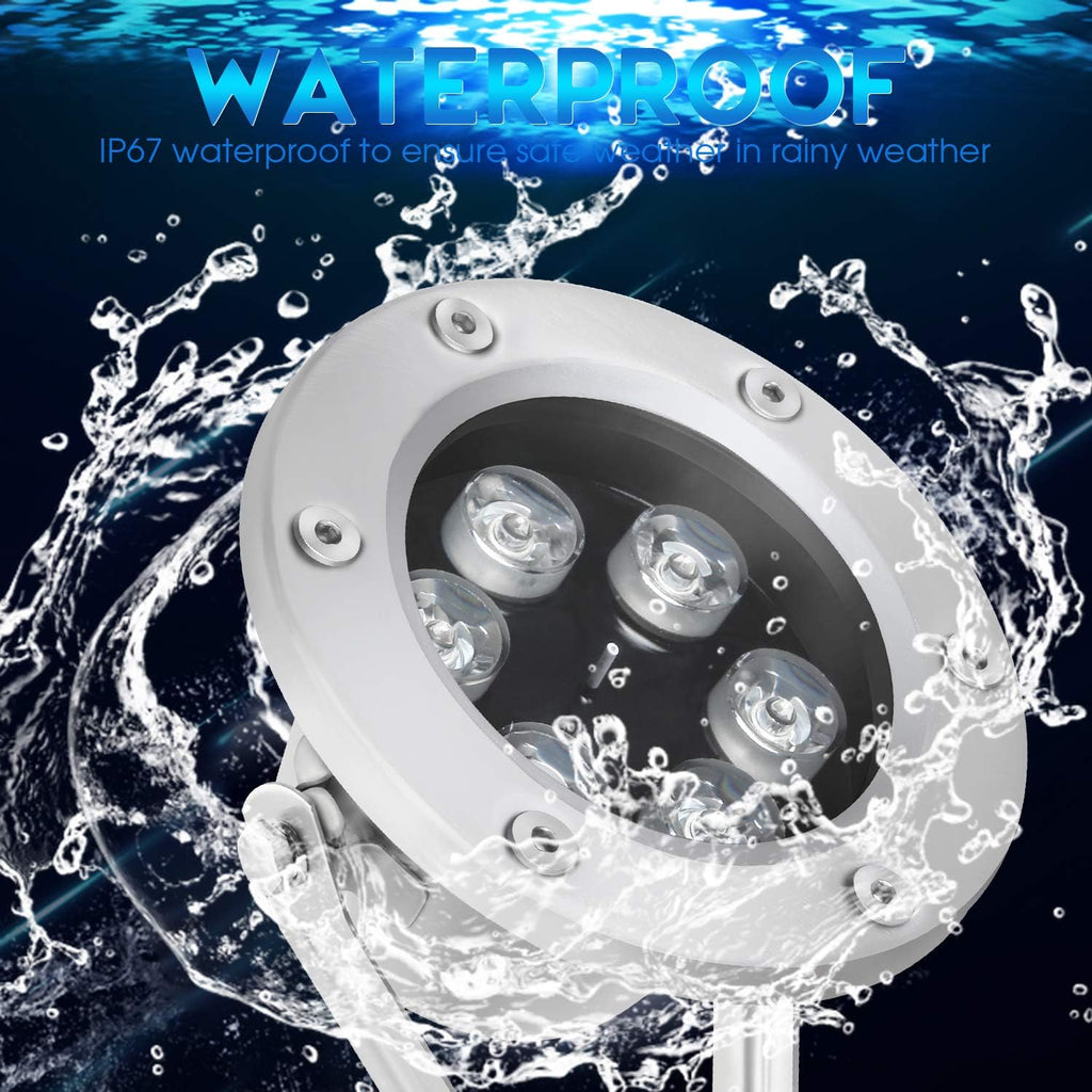 Underwater Light 18W RGB Waterproof Grade IP68 LED Color Changing Spot Light Landscape Lighting Suitable for Swimming Pools, Fountains, Waterfalls, Aquariums（Not Include Transformer）