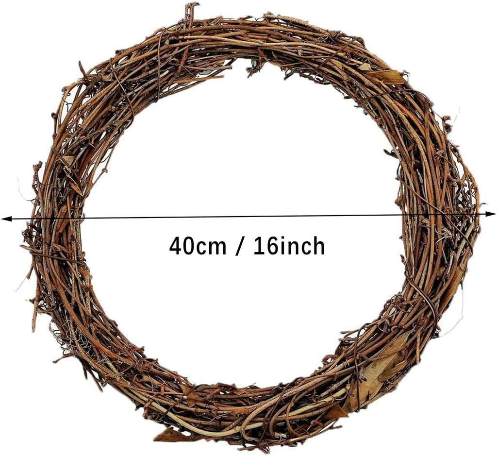 2pcs 16inch Large Natural Grapevine Wreath Rings Rattan Vine Branch Wreath Hoop for DIY Craft Christmas Easter Holiday Decoration Seasonal Decors (2pcs 40cm/16inch)