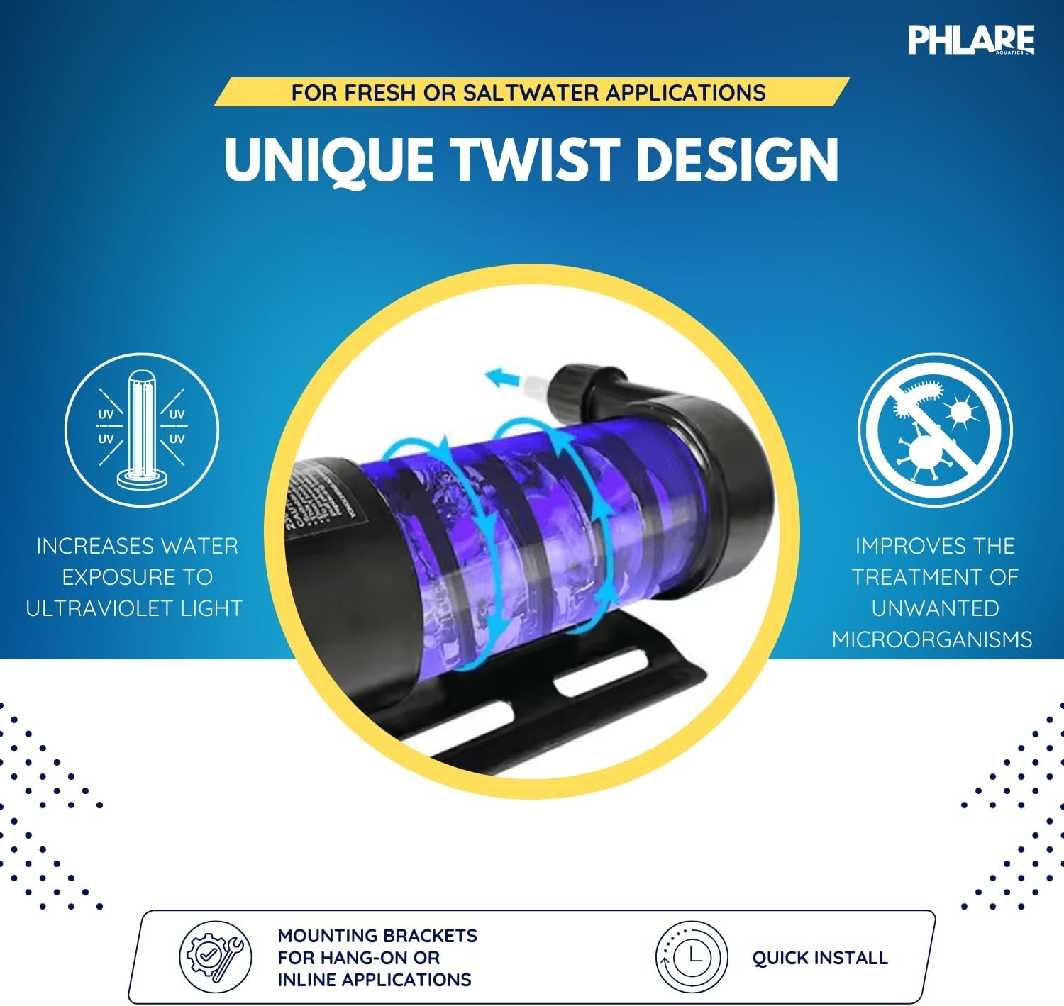 UV Aquarium Filter - External U-V Light for Fresh & Saltwater Tanks and Ponds - 18 Watts