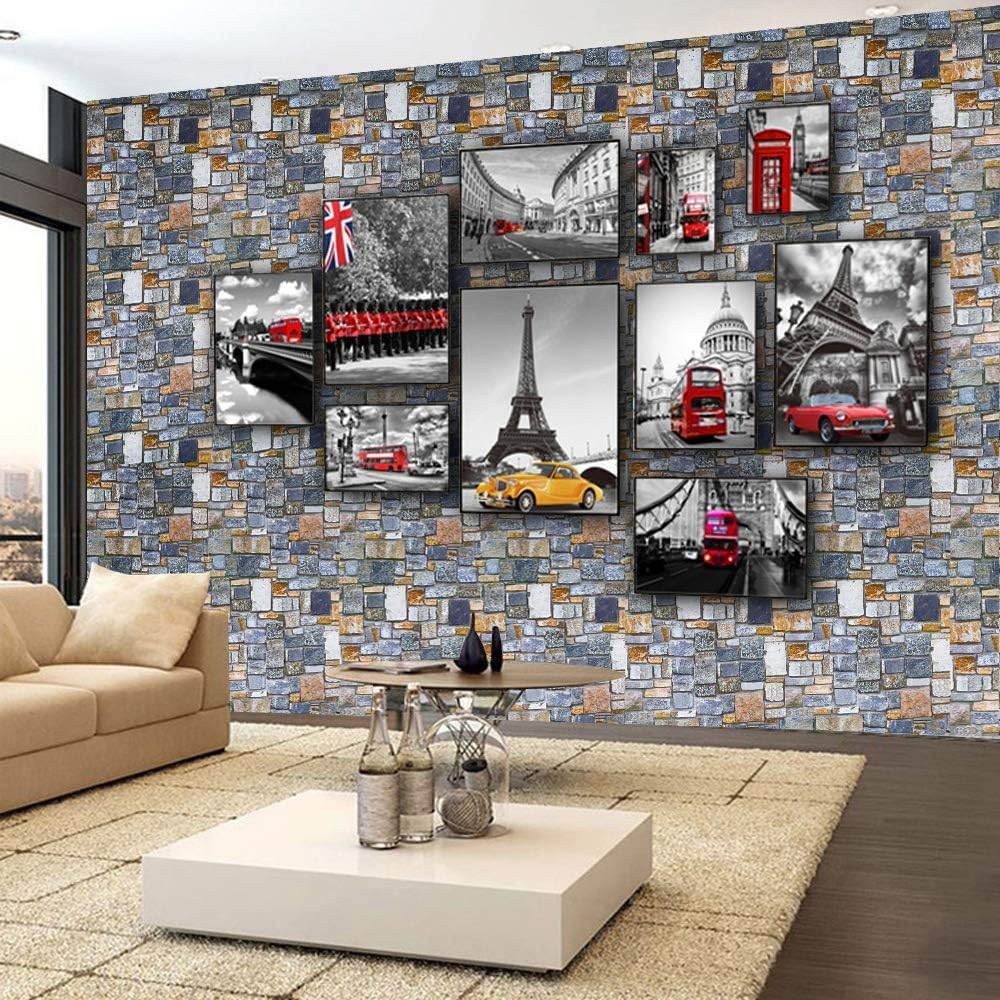 Yancorp 18"x394" Brick Contact Paper Peel and Stick Wallpaper Self-Adhesive Stone Contact Paper Fireplace Kitchen Backsplash Covers