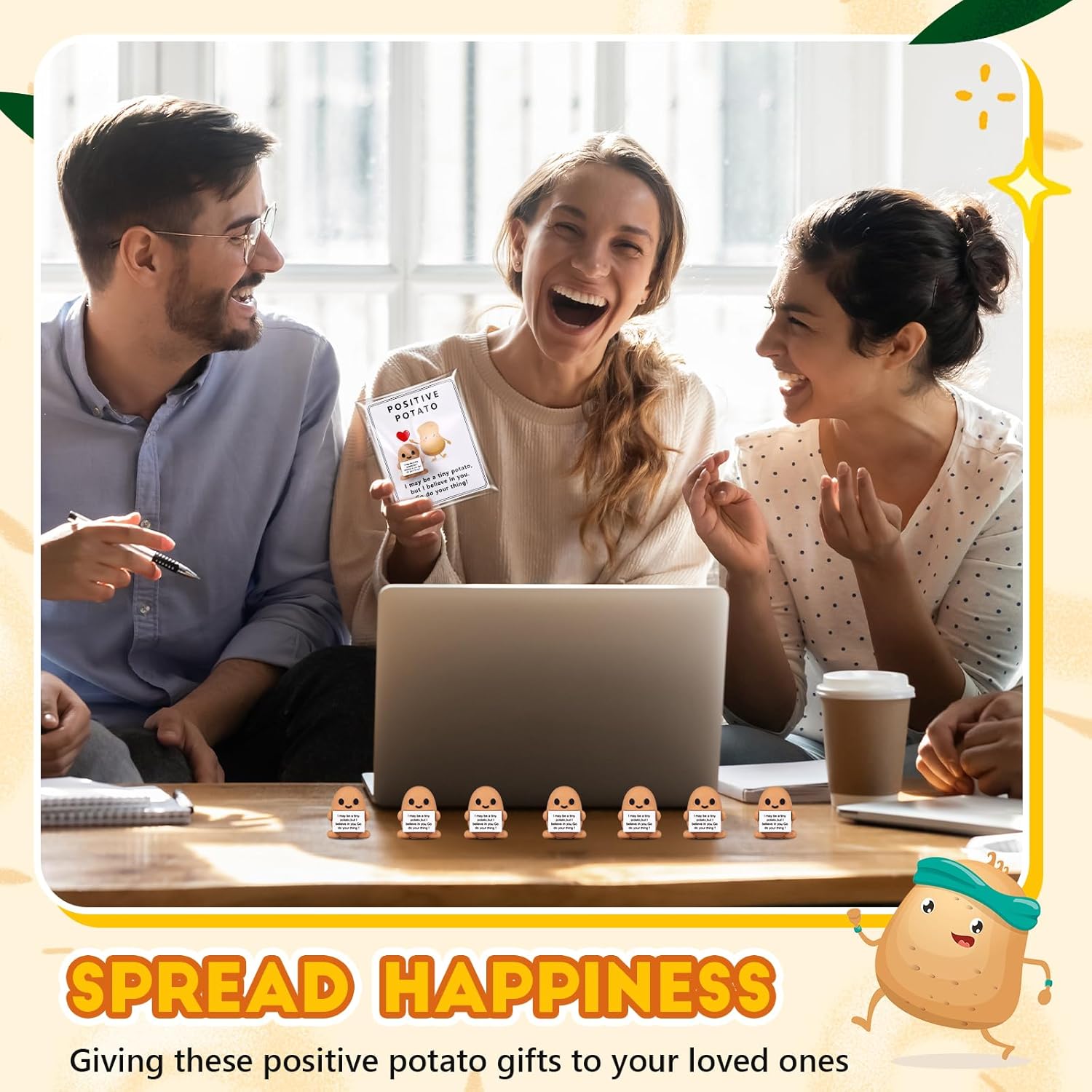 Gejoy 75 Pcs Positive Potato Gift Set Include 25 Mini Rubber Potato 25 Motivational Card 25 Bags Motivational Emotional Support Gifts for Employee Coworker Staff Teacher Team Friends