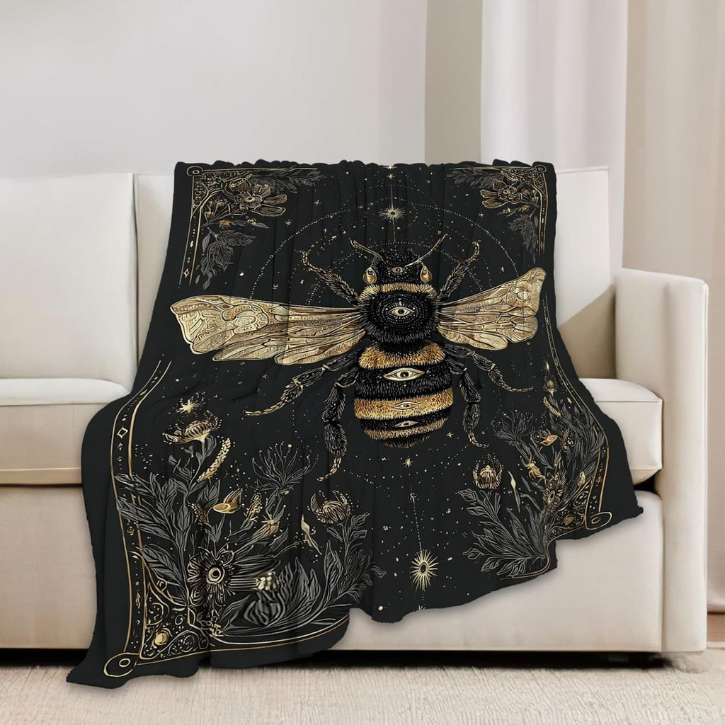 Bee Blanket Bumblebee Animal Throw Blankets Gifts for Girls Boys Kids Bee Lover Soft Cozy Fleece Plush for Couch Sofa Bed 50"x40"