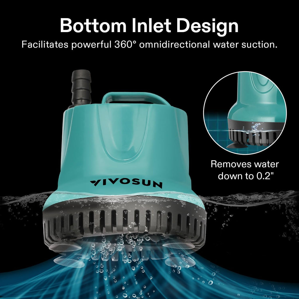 VIVOSUN 260GPH 20W Submersible Water Pump for Fish Tank, Pond, Aquarium, Hydroponic Systems with 6ft Power Cord and 3 Outlet Adapters, Blue
