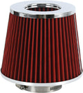 PTNHZ Universal Red 2.5" 63mm High Flow Cold Air Intake Cone Air Filter Power Intake Air Inlet System Air Cleaner