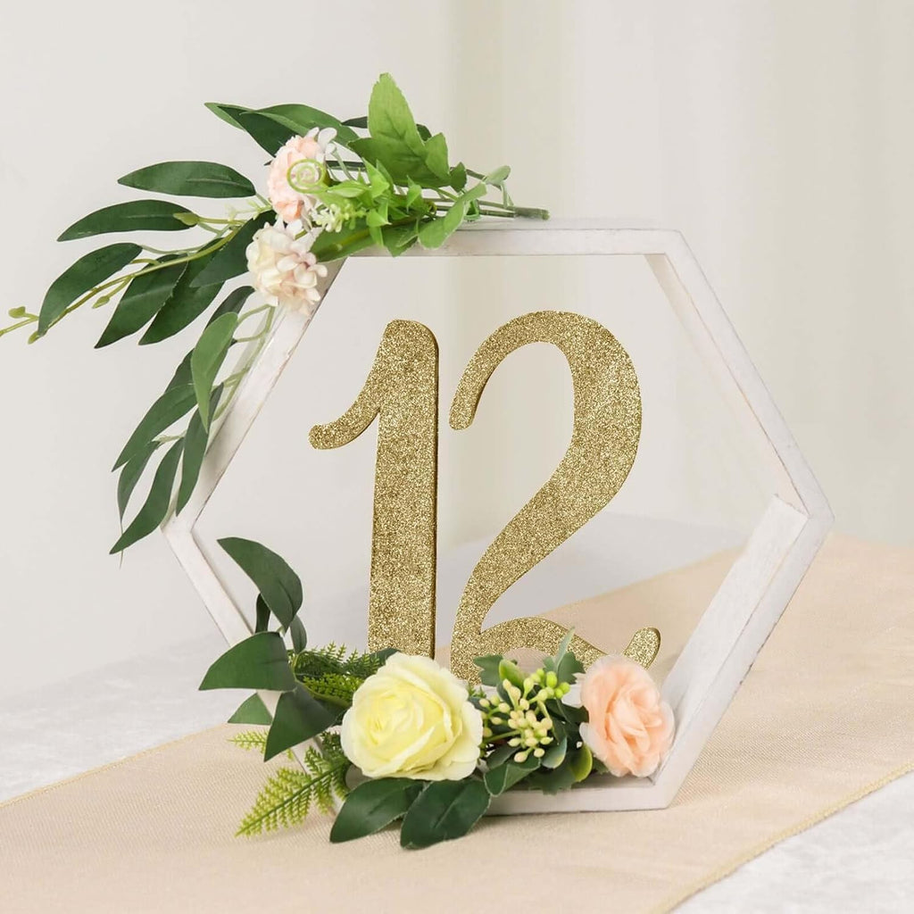 Efavormart 2 Pack | 9" Hexagon Whitewashed Wood Centerpiece, Geometric Terrarium, Honeycomb Storage Shelf