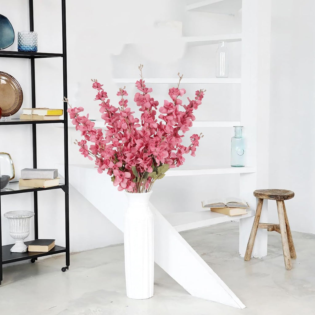 Hot Pink Delphinium Artificial Flower 6PCS Lifelike Silk Larkspur Flowers Plant 35.43" Long Stem Blossoms Fake Flowers for Tall Vase Floral Arrangements Home Table Wedding Decor(Hot Pink)