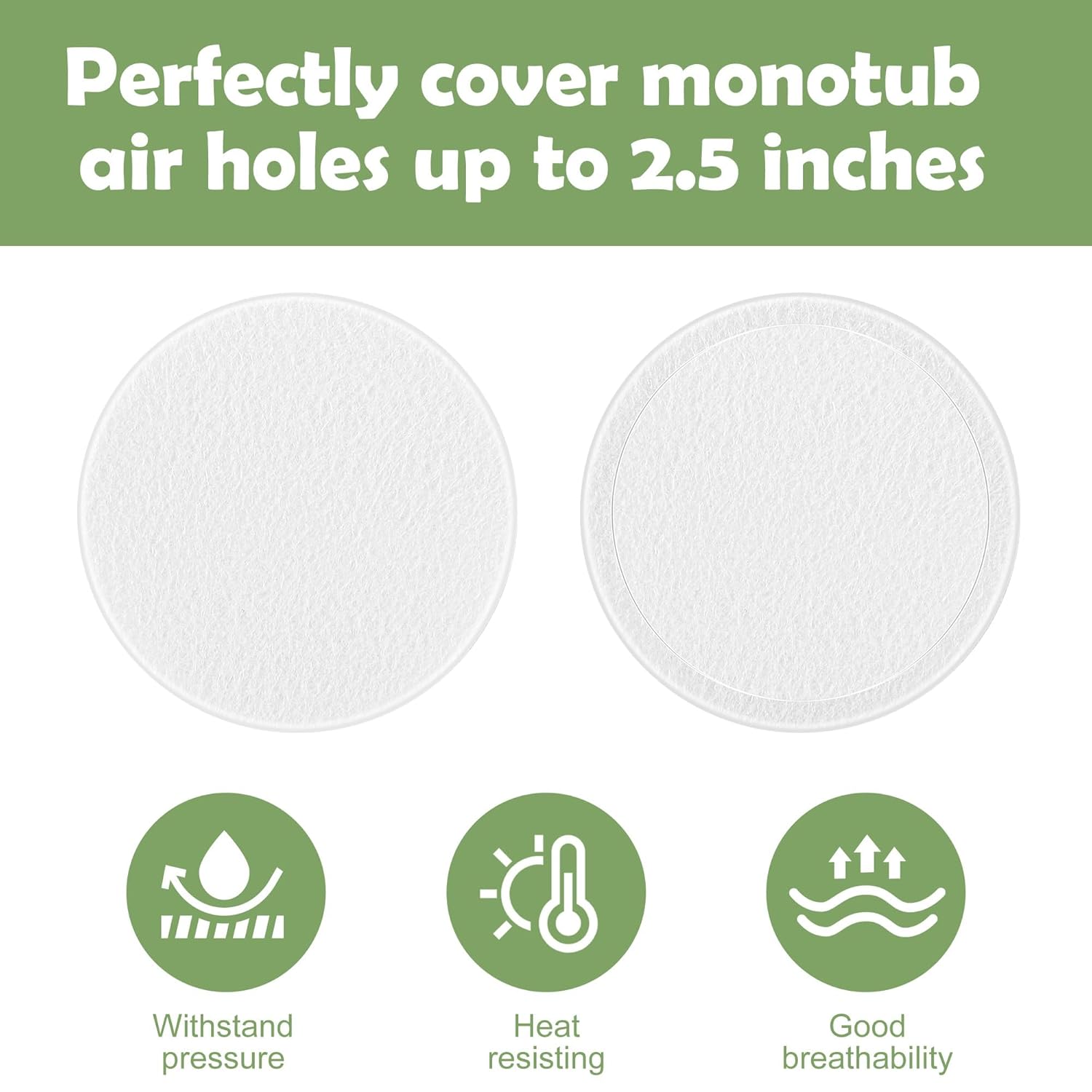48 Pcs 2.5" Monotub Adhesive Filter Disks-2MM Thick Monotub Filter Discs-Monotub Filters for Mushroom Growing Supplies Filter Pad Replacements