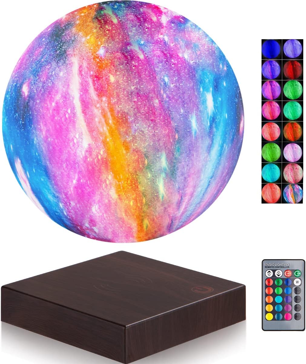 VGAzer Magnetic Levitation Moon Lamp Globe Night Light Floating 3D Moon LED Colorful Light for Home Decoration Table Lamp