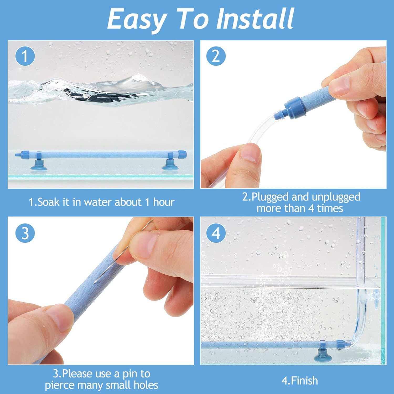 Honoson 4 Pieces Aquarium Bubble Wall Air Stone Bar 10 Inch Fish Tank Bubble Release Diffuser Bar Tube for Fish Tank Aquarium Hydroponics Pump